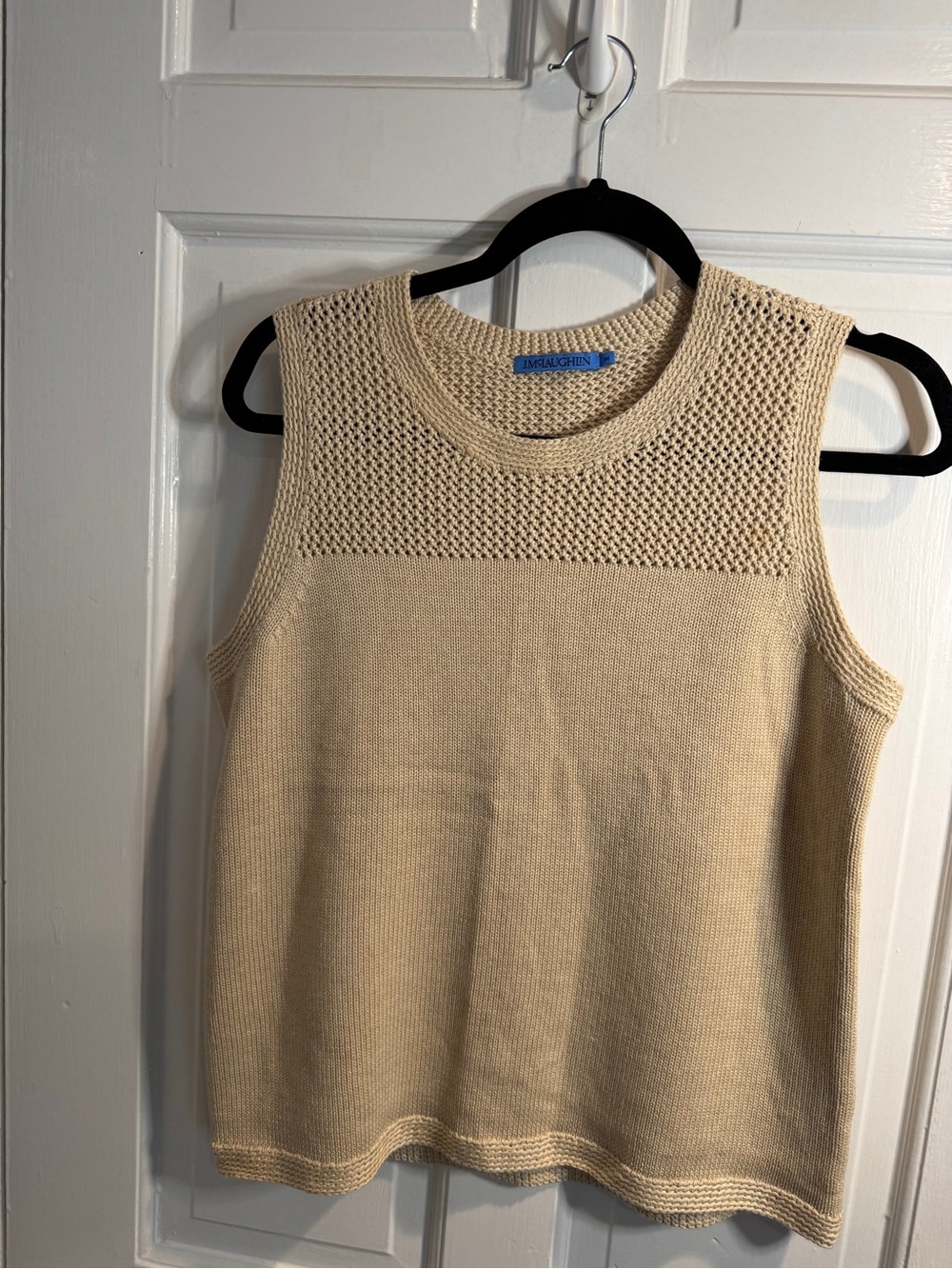 J. McLaughlin Beige Mesh Knit Sleeveless Sweater Top - Picture 4 of 4